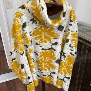 Aden + Anais Yellow and Black Turtleneck Sweater with Floral Design